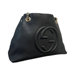 Load image into Gallery viewer, GUCCI Soho Chain Shoulder Medium Pebbled Calfskin Black GHW
