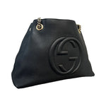 Charger l&#39;image dans la galerie, GUCCI Soho Chain Shoulder Medium Pebbled Calfskin Black GHW
