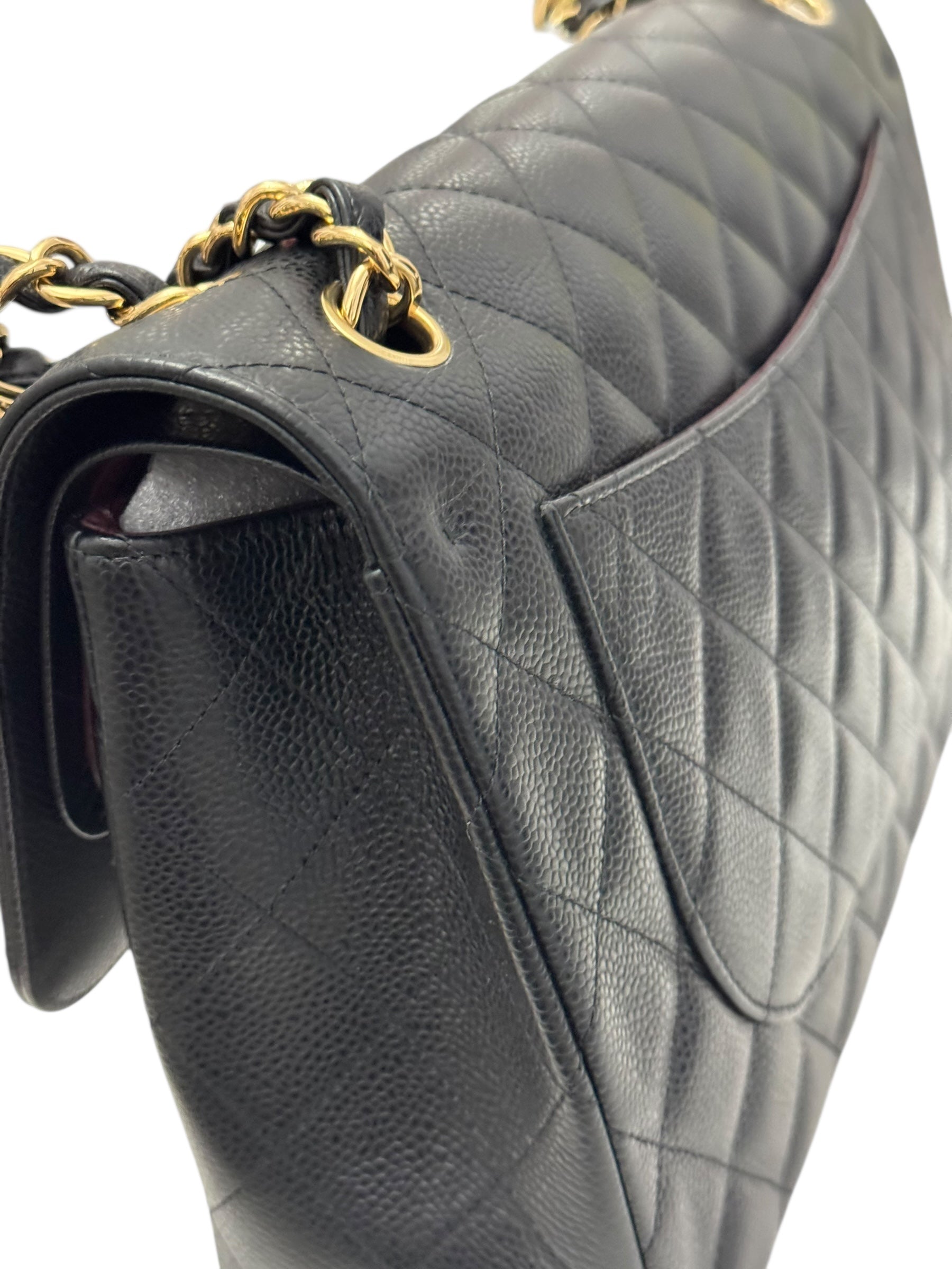 Chanel Timeless Classic Jumbo Black Caviar Gold-tone Hardware