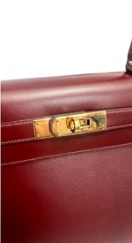 Load image into Gallery viewer, Hermes Vintage Kelly 28 Vintage Bordeaux Box Leather 24kt Gold-Plated Hardware
