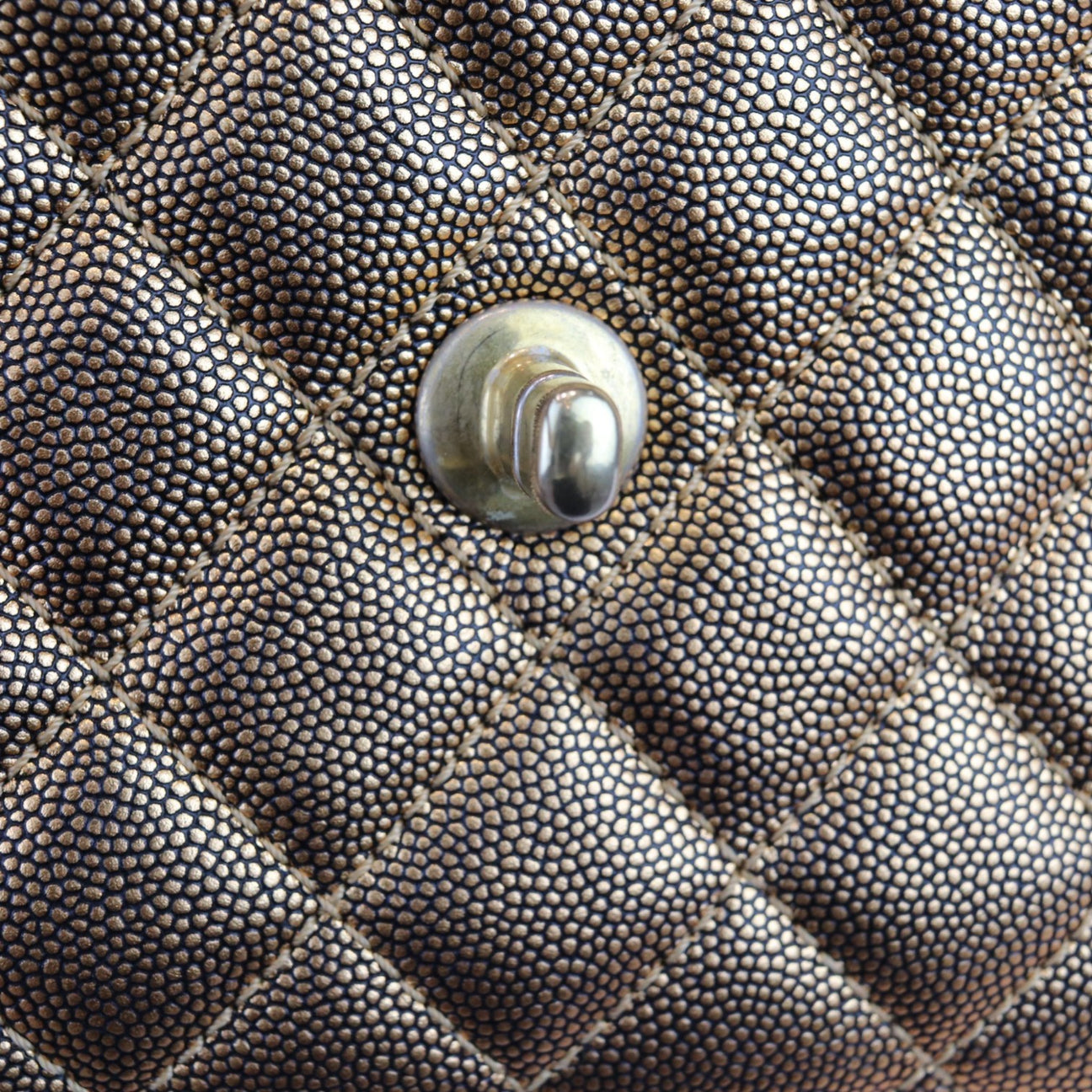 Chanel Coco Handle Mini Diamond Quilted Metallic Gold Caviar, Gold-Tone Hardware