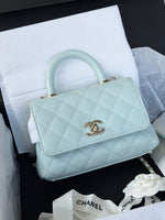 将图片加载到图库查看器，Chanel Coco Handle Mini 21K Blue Caviar Gold-tone Hardware
