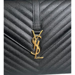 将图片加载到图库查看器，Saint Laurent Envelope Bag Grain de Poudre Chevron Quilted Large YSL
