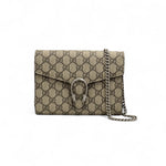 Charger l&#39;image dans la galerie, Gucci Dionysus Ebony/Beige GG Supreme Wallet on Chain, Silver-toned Hardware, Red Interior
