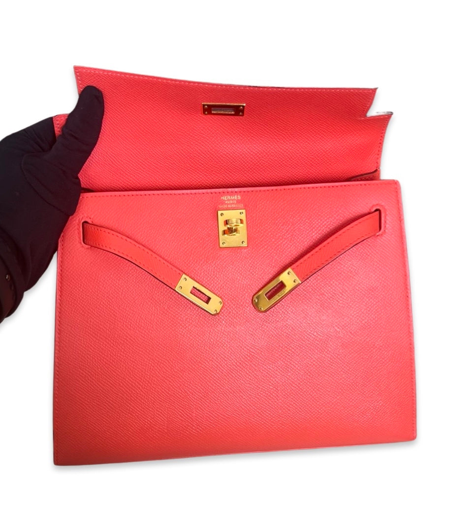 Hermes Kelly 25 Sellier Epsom Leather 24kt Gold Plated  Hardware