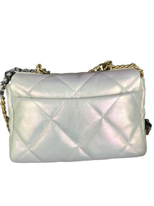 Chanel 19 Medium Iridescent White Lambskin Mixed Hardware