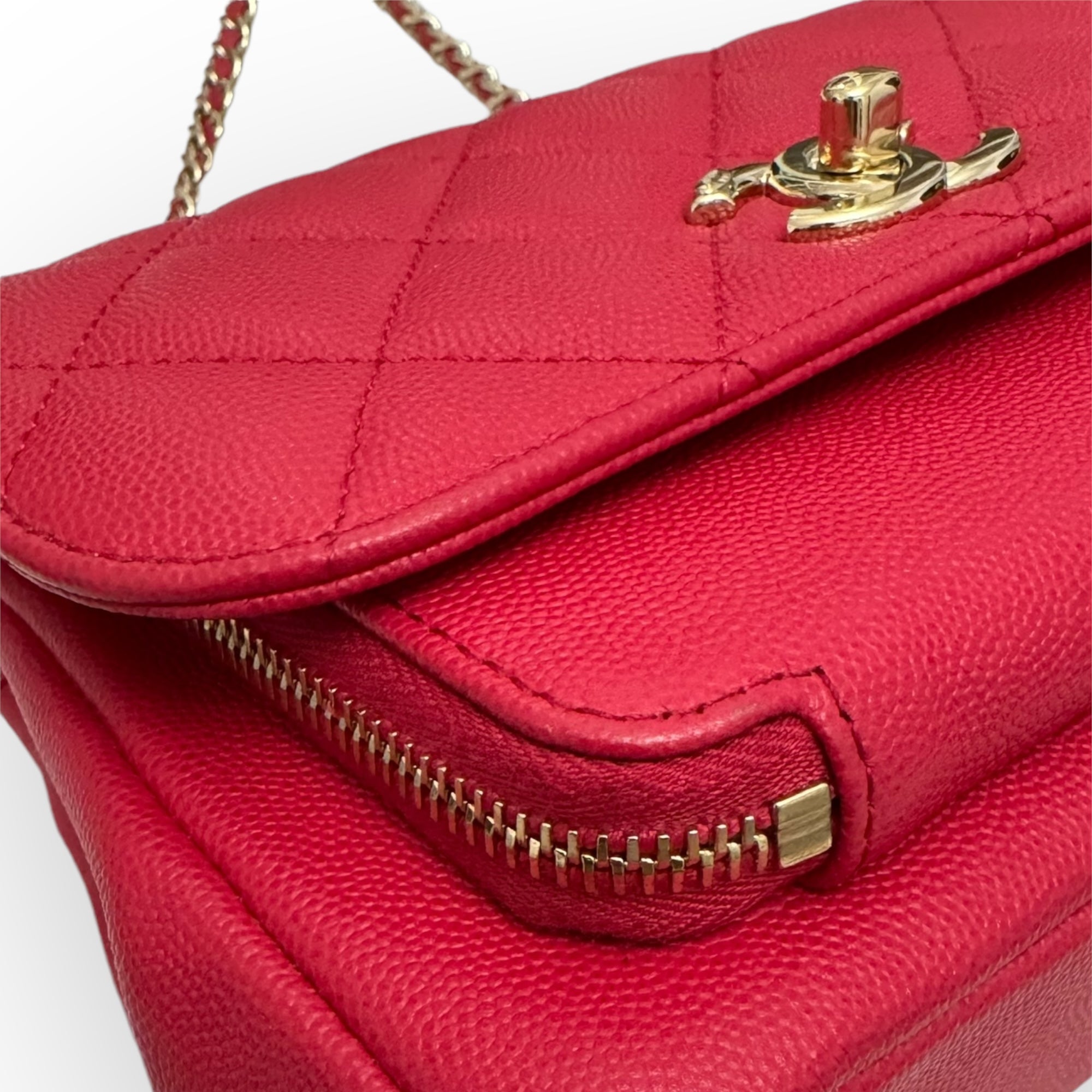 Chanel Business Affinity Strawberry Red Grained Calfskin - Caviar, Gold-tone Hardware