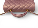 将图片加载到图库查看器，Chanel Mini Top Handle Iridescent Pink Lambskin Gold-tone Hardware
