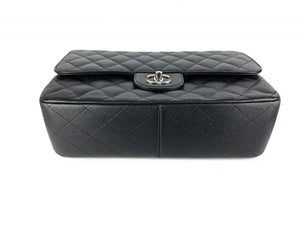 Chanel Timeless Classic Jumbo Black Caviar Silver-tone Hardware