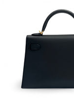 Charger l&#39;image dans la galerie, Hermes Kelly II 20 Sellier Black Epsom Leather 24kt Gold-Plated Hardware
