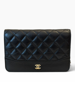 Load image into Gallery viewer, Chanel Gabrielle Quilted Wallet on Chain, Black Calfskin, Mixed-tone Hardware
