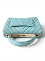 将图片加载到图库查看器，Chanel Trendy CC Small Chevron Sky Blue Lambskin Gold-tone Hardware
