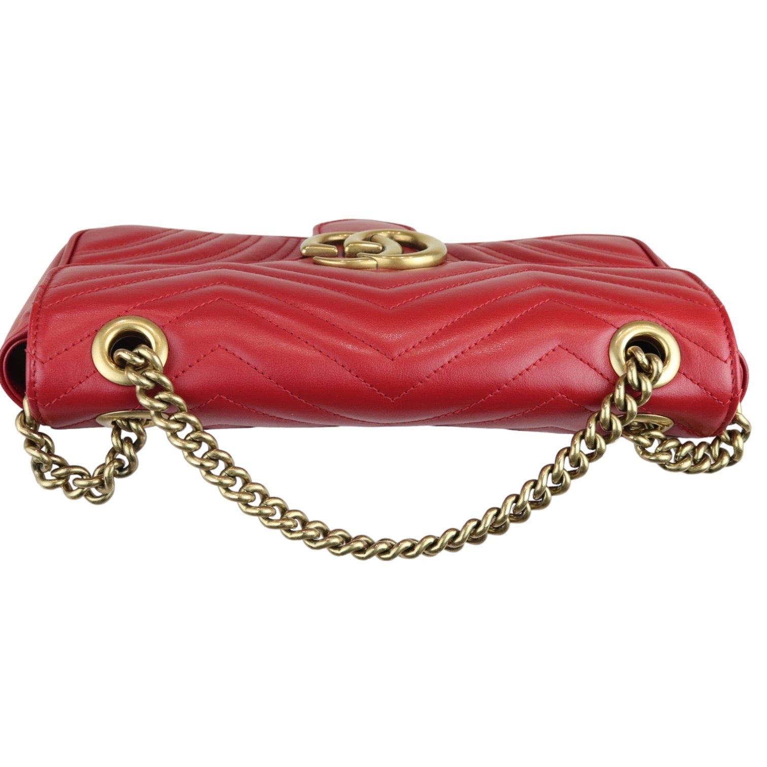 GUCCI GG Marmont Small Calfskin Matelasse Red GHW