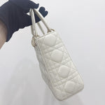 将图片加载到图库查看器，Christian Dior My Lady ABCDior Small White Lambskin Gold-tone Hardware
