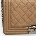 Load image into Gallery viewer, Chanel Leboy Old Medium Dark Beige Diamond Quilted Caviar Leather/Grained Calfskin, Shiny Silver-tone Hardware
