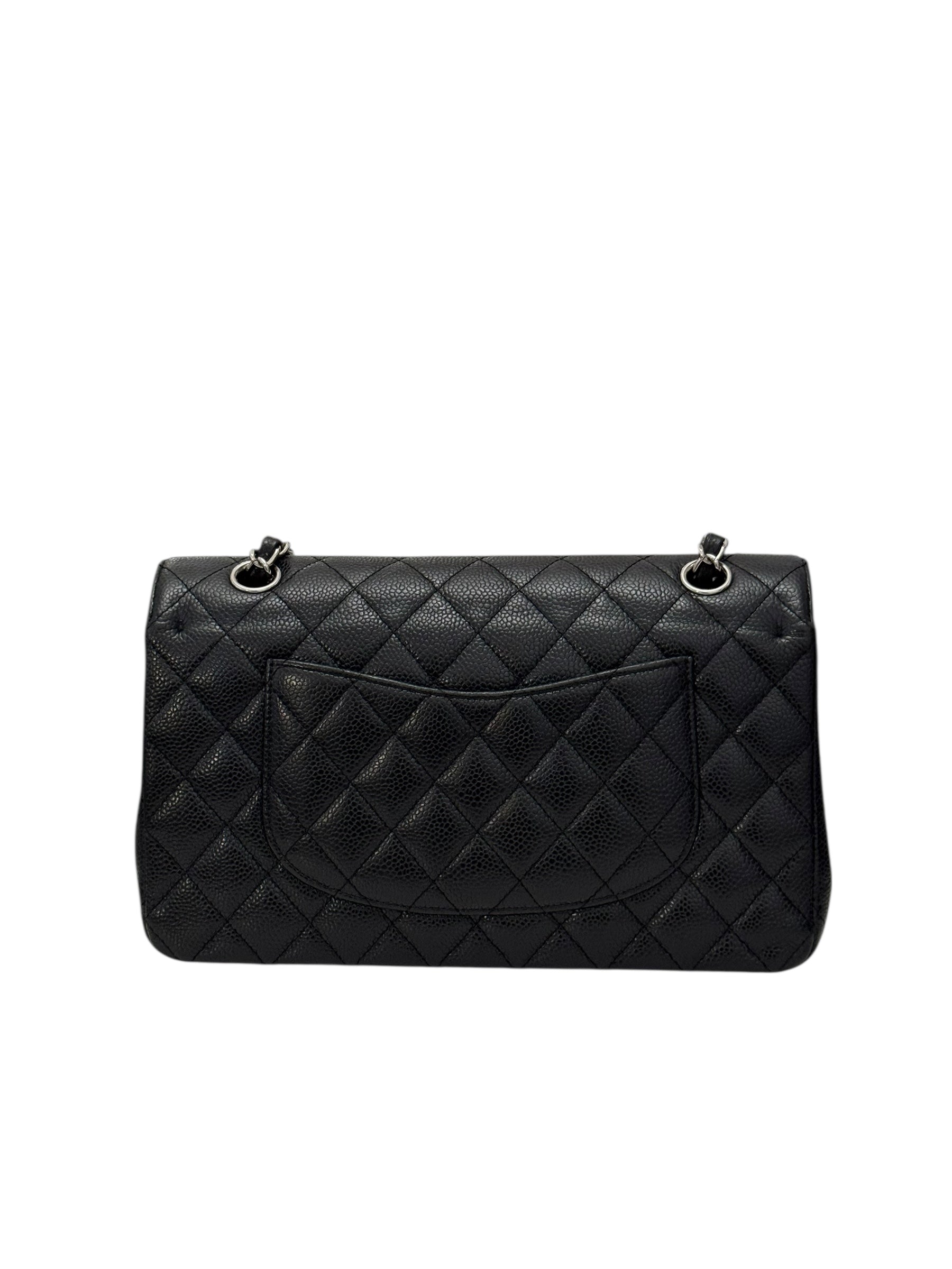 Chanel Timeless Classic Medium M/L Black Caviar Silver-tone Hardware