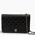 Load image into Gallery viewer, Chanel Gabrielle Quilted Wallet on Chain, Black Calfskin, Mixed-tone Hardware
