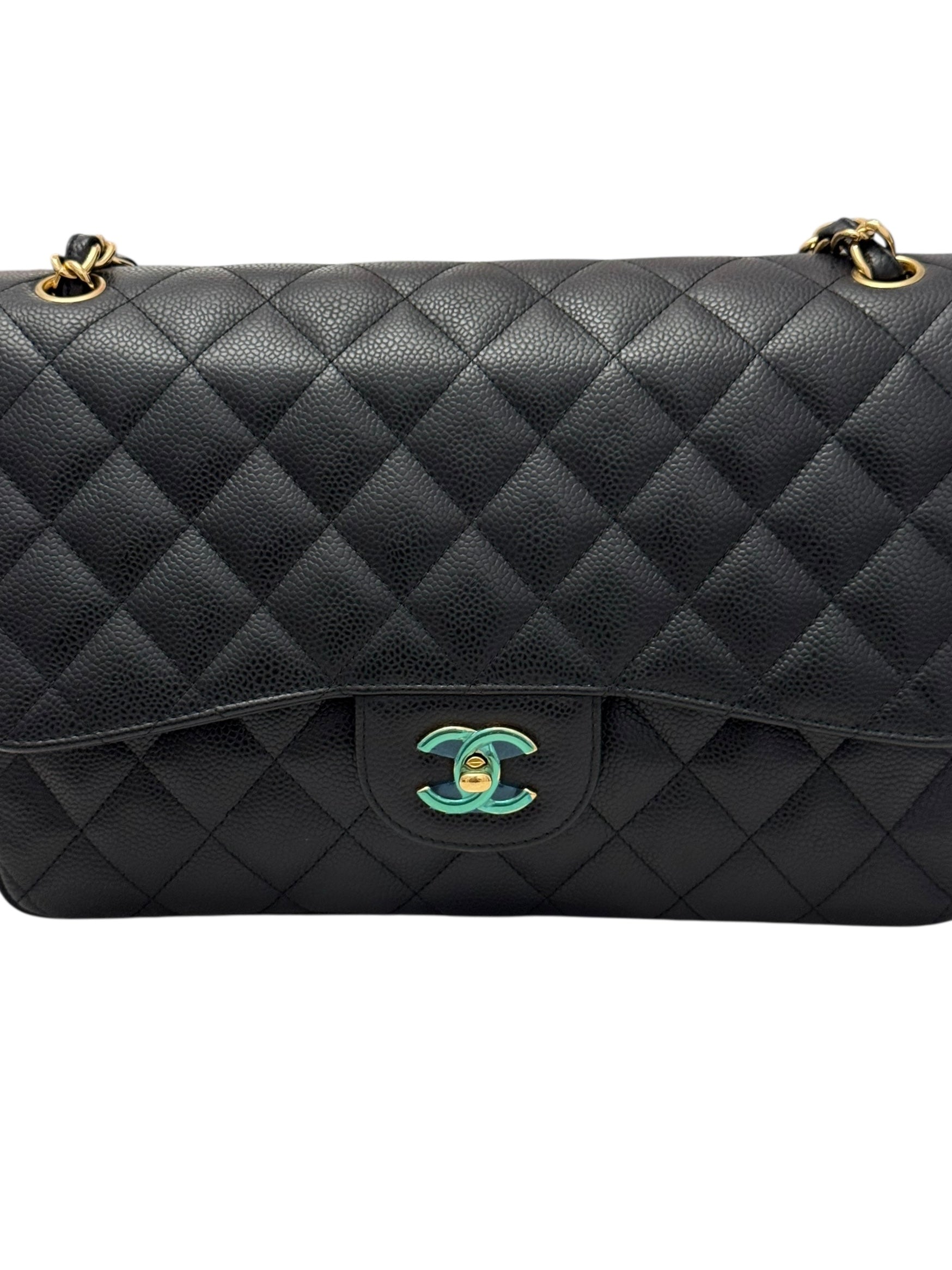 Chanel Timeless Classic Jumbo Black Caviar Gold-tone Hardware