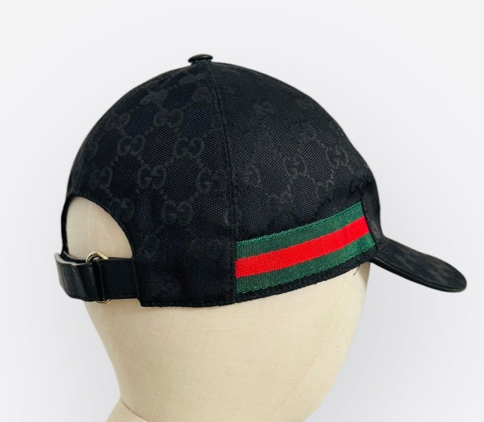 Gucci Web Casquette Base Ball Hat, Black Red and Green Web Stripes