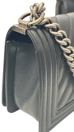 Load image into Gallery viewer, Chanel Leboy Old Medium Black Caviar / Grained Calfskin Leather, Chevron, Ruthenium Hardware
