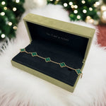 Load image into Gallery viewer, Van Cleef and Arpels Vintage Alhambra 5 Motifs Bracelet, Malachite, 18kt Yellow Gold- VCA
