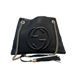 Charger l&#39;image dans la galerie, GUCCI Soho Chain Shoulder Medium Pebbled Calfskin Black GHW
