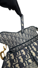 将图片加载到图库查看器，Christian Dior Saddle Bag Medium Navy Oblique Canvass Gold-tone Hardware
