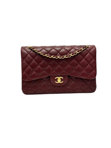 Chanel Timeless Classic Jumbo Burgundy Lambskin Gold-tone Hardware