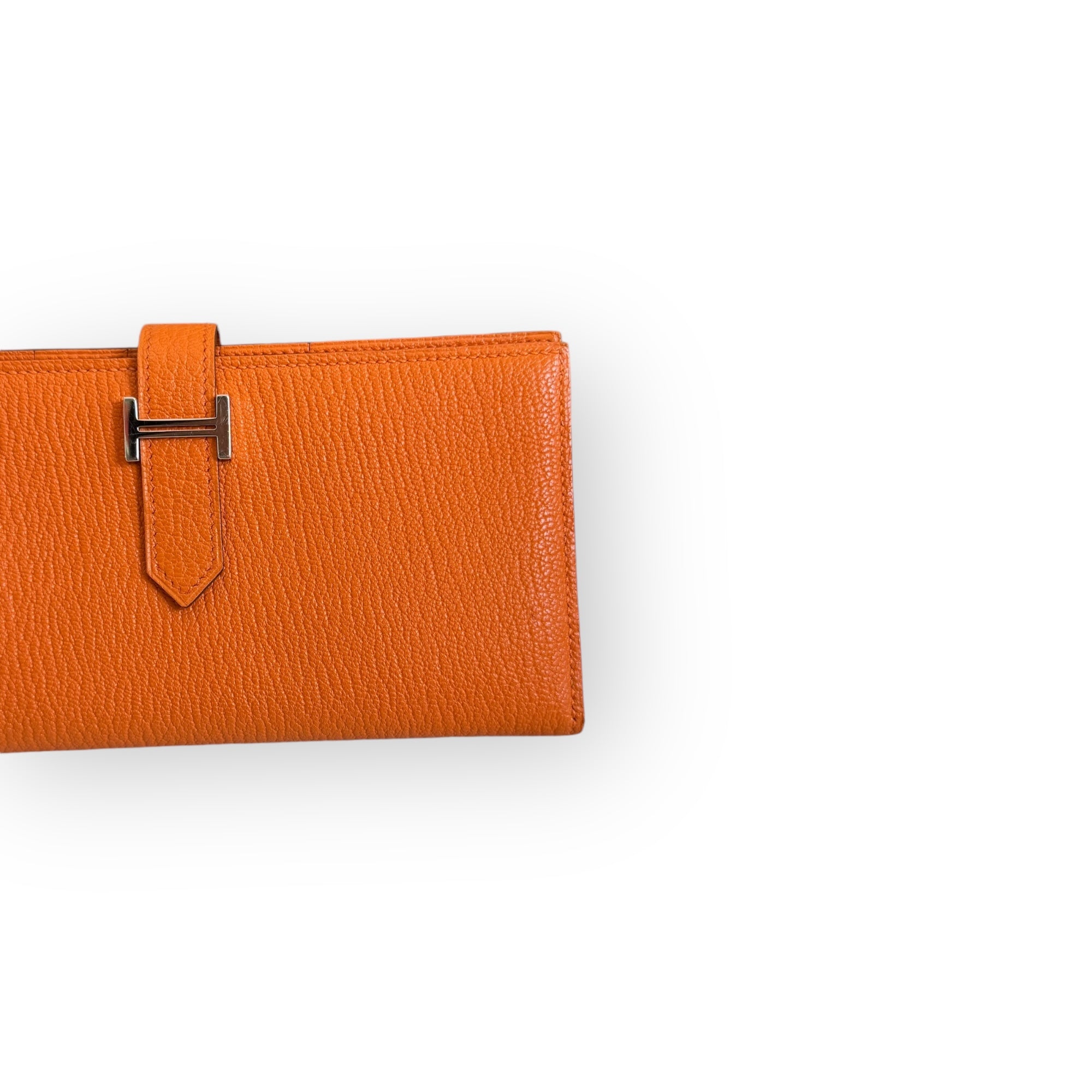 Hermes H Bearn Wallet Orange Chevre Mysore Palladium Hardware