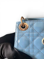 将图片加载到图库查看器，Christian Dior Lady Dior Micro Baby Blue, Gold-tone Hardware
