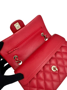 Chanel Timeless Classic Small 22P Red Caviar, Gold-tone Hardware