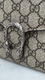 Load image into Gallery viewer, Gucci Dionysus Ebony/Beige GG Supreme Wallet on Chain WOC, Silver-toned Hardware, Red Interior
