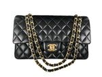 将图片加载到图库查看器，Chanel Timeless Classic Medium Double Flap Black Lambskin Gold Hardware
