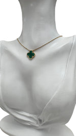 Load image into Gallery viewer, Van Cleef and Arpels VCA Vintage Alhambra 1 Motif Pendant and Necklace, Malachite Yellow Gold
