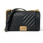 将图片加载到图库查看器，Chanel Leboy Old Medium Black Calfskin Gold-tone Hardware
