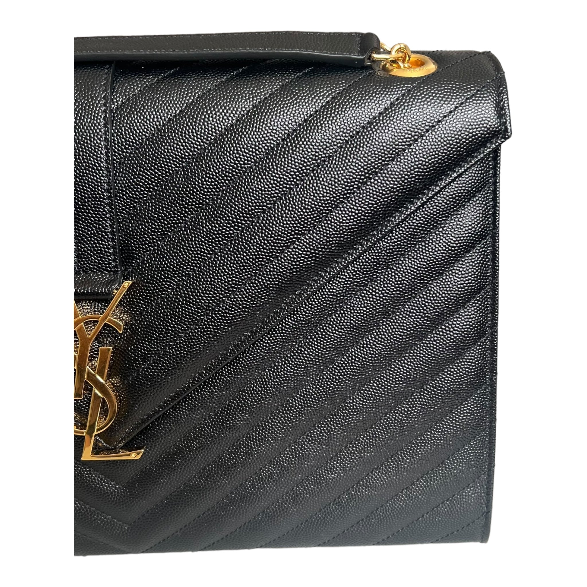 Saint Laurent Envelope Bag Grain de Poudre Chevron Quilted Large YSL