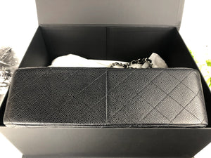 Chanel Timeless Classic Jumbo Black Caviar Silver-tone Hardware