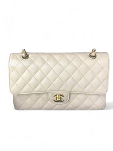 Chanel Timeless Classic Medium Beige Caviar Gold-tone Hardware