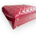 Charger l&#39;image dans la galerie, Christian Dior Lady Dior Large, Cherry Red Patent Leather, Silver Hardware
