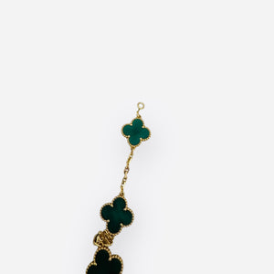 Van Cleef and Arpels Vintage Alhambra 5 Motifs Bracelet, Malachite, 18kt Yellow Gold- VCA