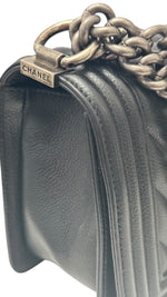 Load image into Gallery viewer, Chanel Leboy Old Medium Black Caviar / Grained Calfskin Leather, Chevron, Ruthenium Hardware
