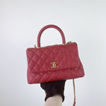 Load image into Gallery viewer, Chanel Coco Handle Small Red Caviar Gold-tone Hardware
