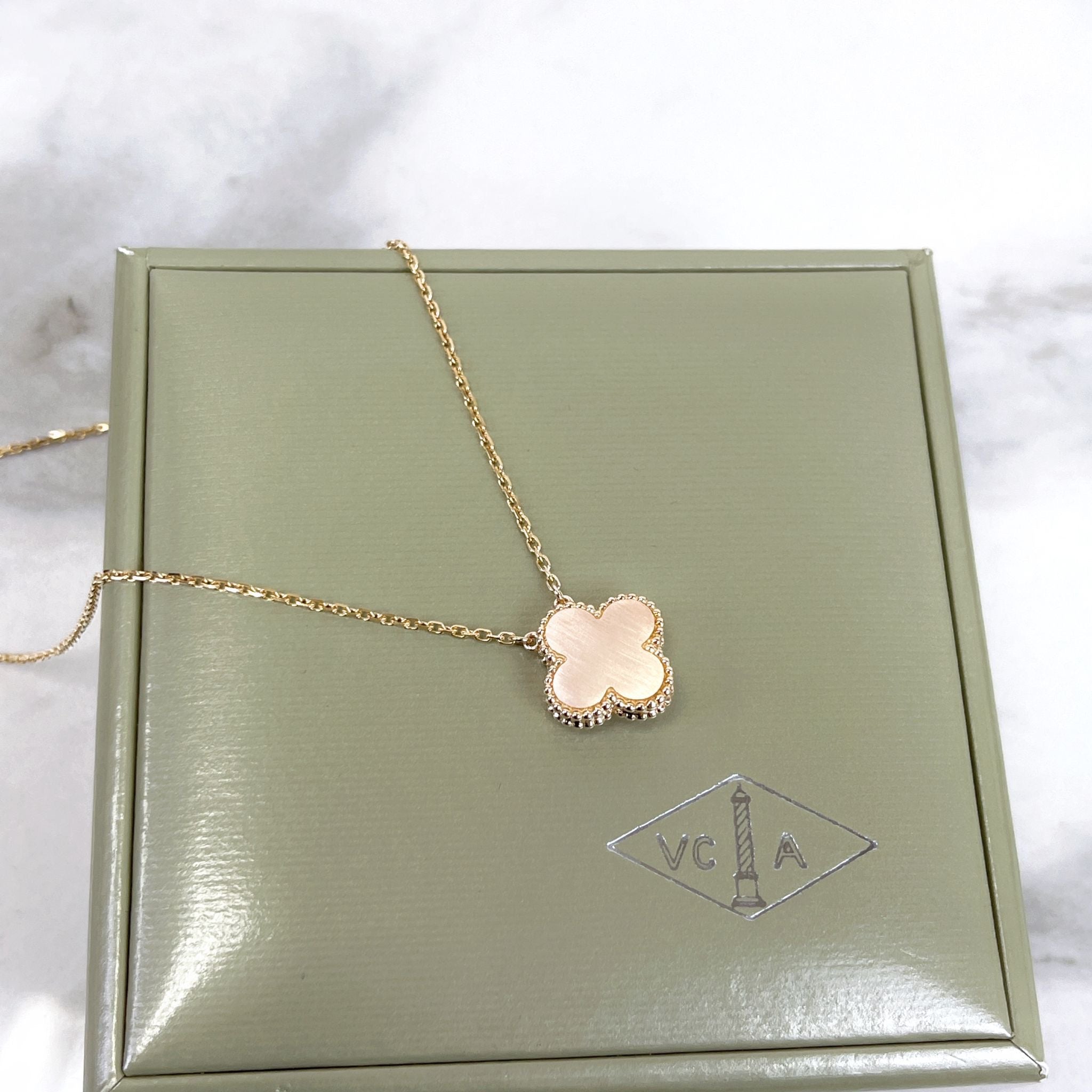 Van Cleef and Arpels VCA Holiday Pendant, Vintage Alhambra Pink Sevres