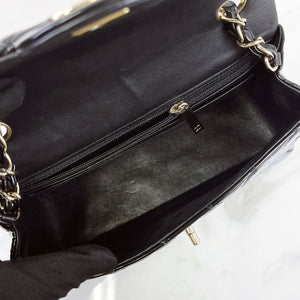 Chanel Classic Mini Black Patent Gold-tone Hardware