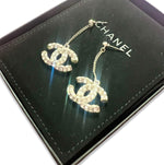 Load image into Gallery viewer, Chanel CC Crystal Drop Earrings
