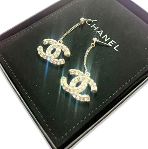 Chanel CC Crystal Drop Earrings