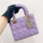将图片加载到图库查看器，Christian Dior My Lady ABCDior Small Lilac Lambskin, Gold-tone Hardware - Small
