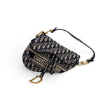 将图片加载到图库查看器，Christian Dior Saddle Bag Medium Navy Oblique Canvass Gold-tone Hardware
