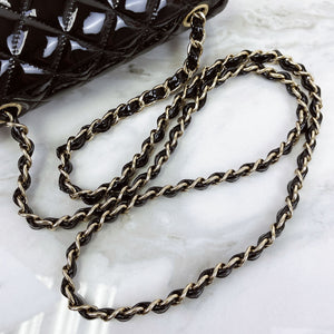 Chanel Classic Mini Black Patent Gold-tone Hardware