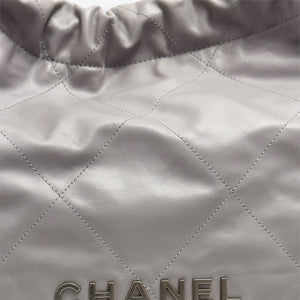 Chanel 22 Handbag Medium Quilted Dove Grey Calfskin, Silver-tone Hardware